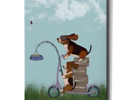 Basset Hound Scooter  by Fab Funky Giclee Canvas Wall Art Discount