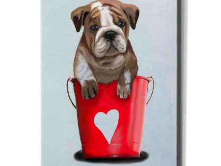 Bulldog Bucket Of Love, Red  by Fab Funky Giclee Canvas Wall Art Online now