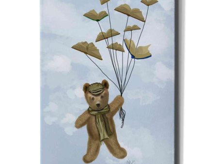 Bear with Book Butterflies  by Fab Funky Giclee Canvas Wall Art on Sale