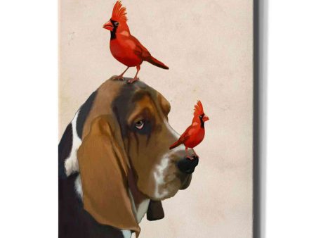 Basset Hound and Birds  by Fab Funky Giclee Canvas Wall Art Fashion