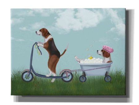 Beagle Scooter  by Fab Funky Giclee Canvas Wall Art For Cheap