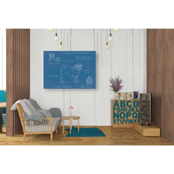 Blueprint Pug  by Ethan Harper Canvas Wall Art on Sale